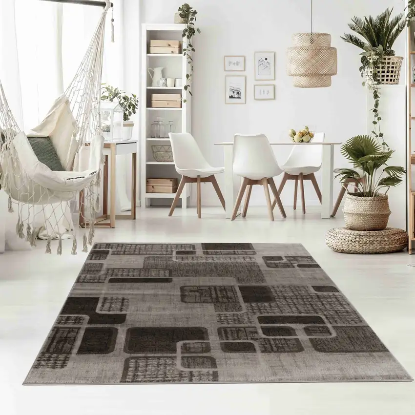 5' X 8' Brown Geometric Area Rug Photo 7