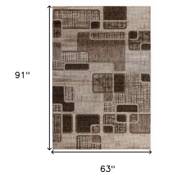 5' X 8' Brown Geometric Area Rug Photo 3