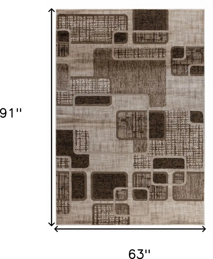 5' X 8' Brown Geometric Area Rug Photo 3