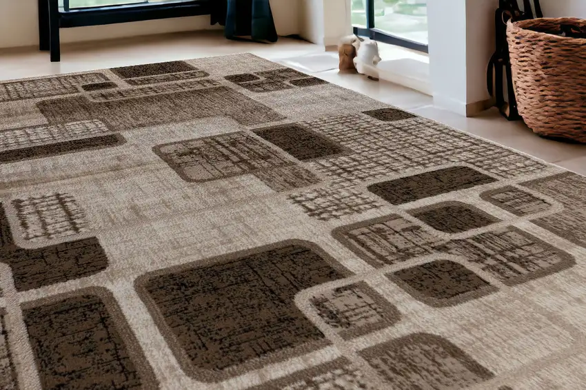 5' X 8' Brown Geometric Area Rug Photo 1