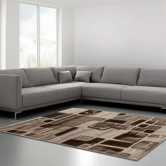 8' X 11' Brown Geometric Area Rug Photo 1