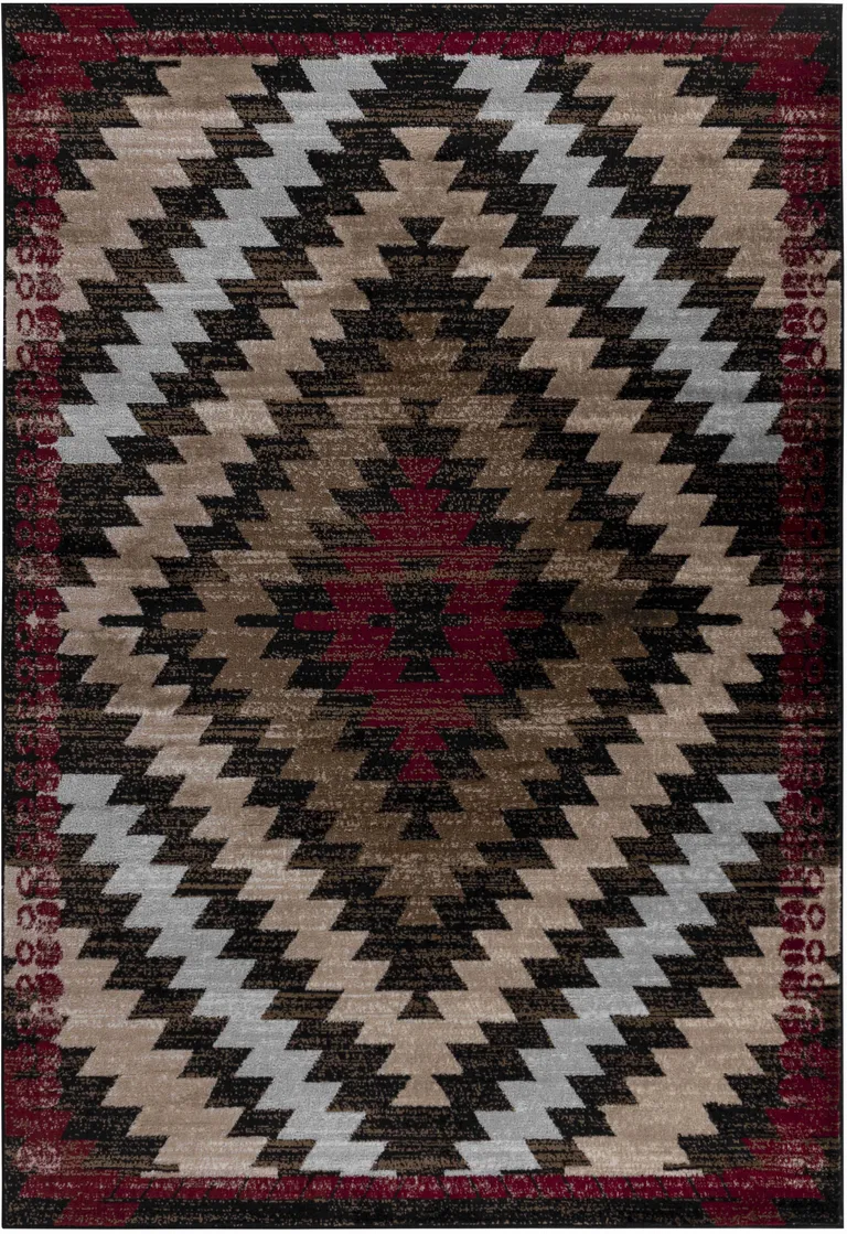 Brown Geometric Area Rug Photo 4