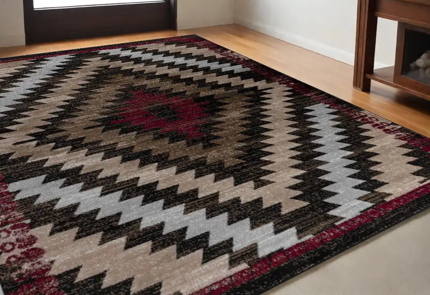 5' X 8' Brown Geometric Area Rug Photo 4