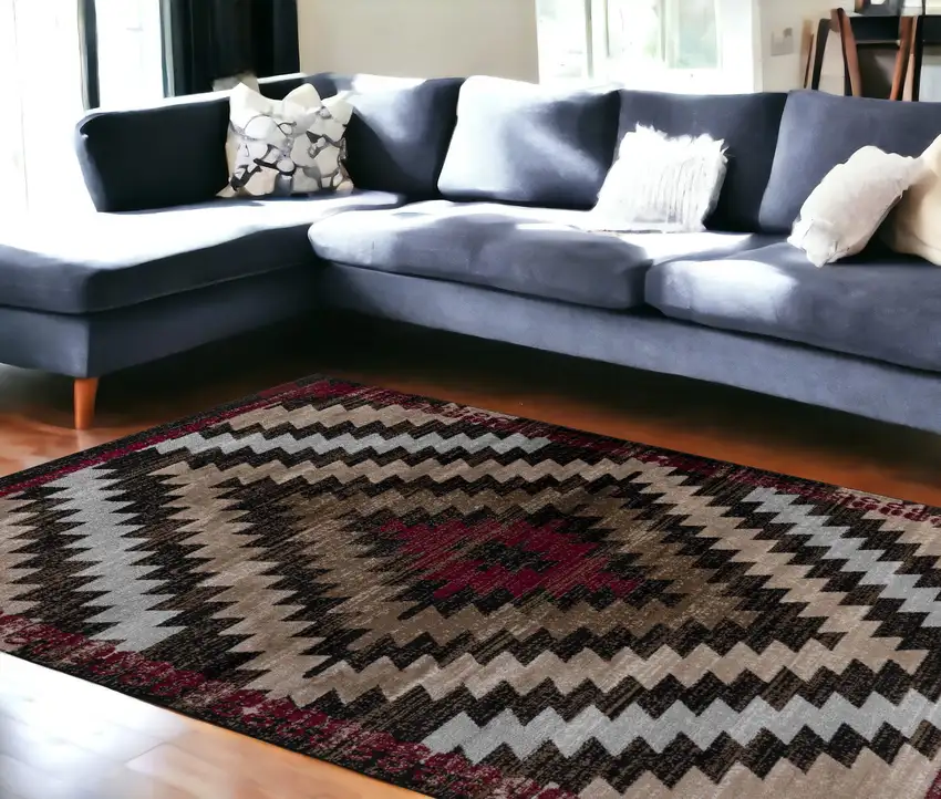 7' X 10' Brown Geometric Area Rug Photo 1