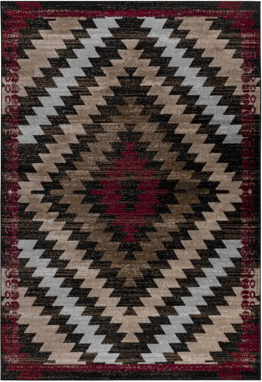 Brown Geometric Area Rug Photo 7