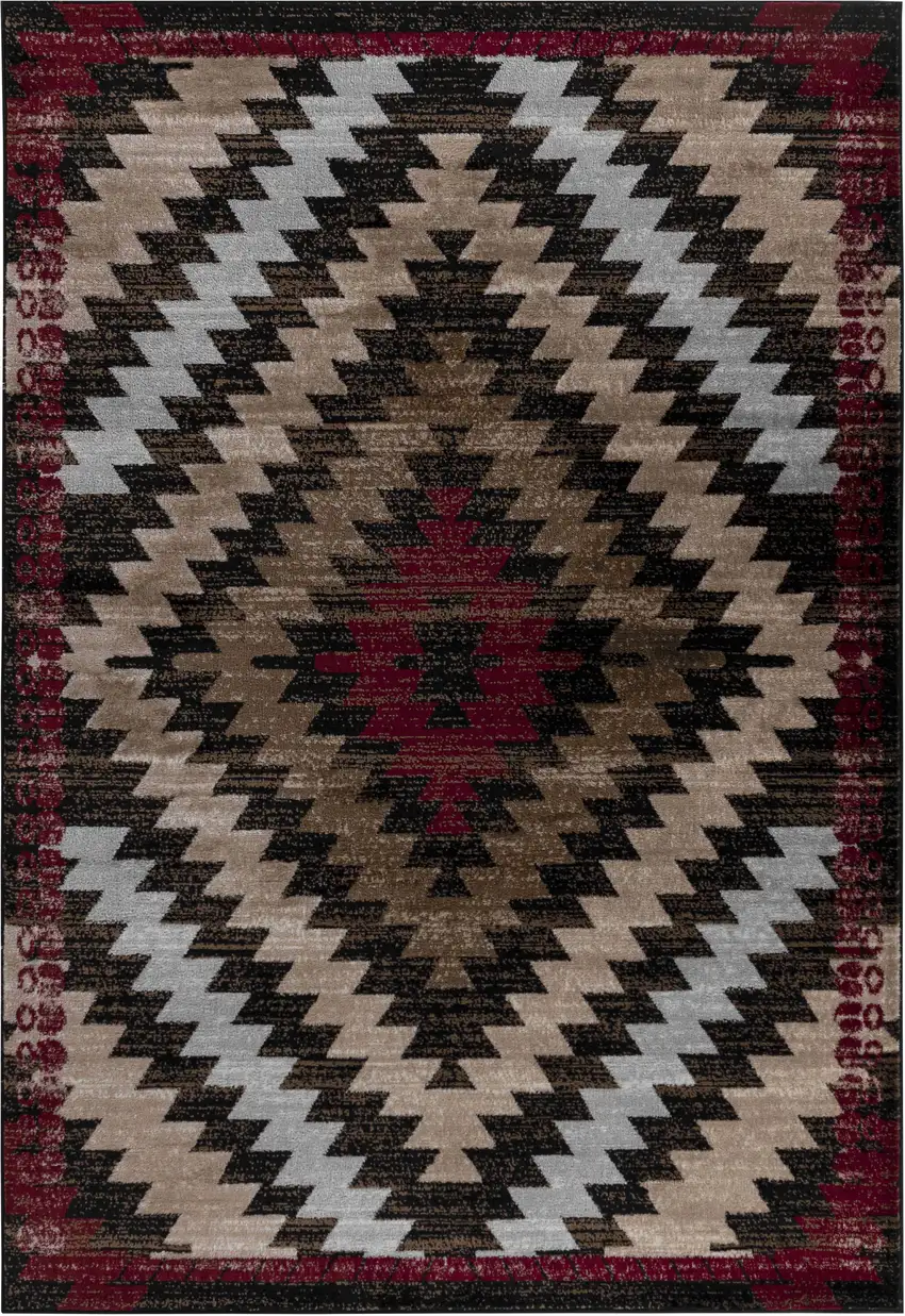 Brown Geometric Area Rug Photo 5