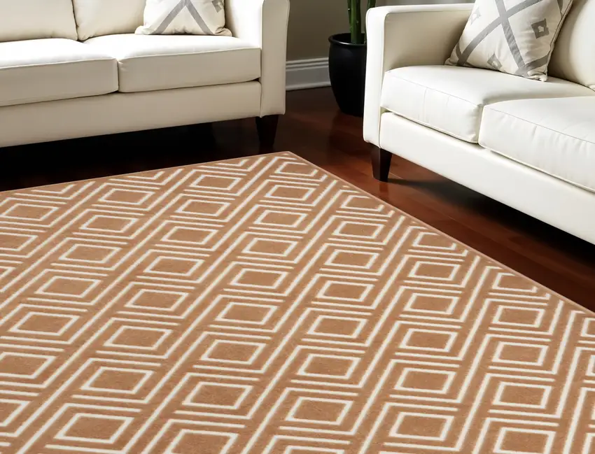 Brown Geometric Area Rug Photo 4