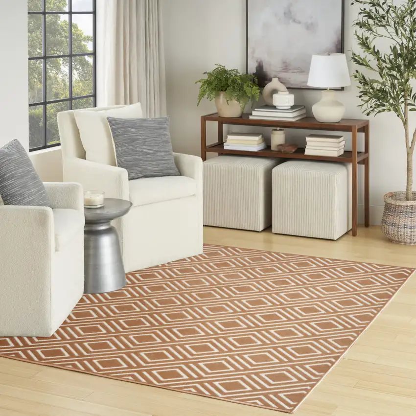Brown Geometric Area Rug Photo 7