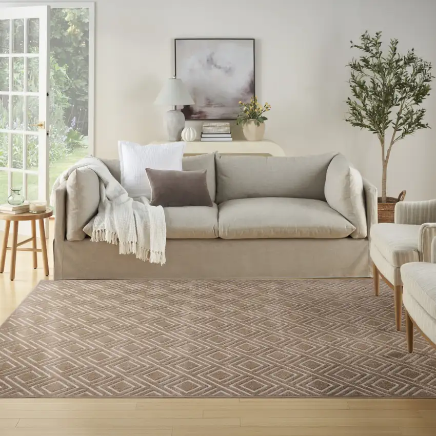 Brown Geometric Area Rug Photo 3