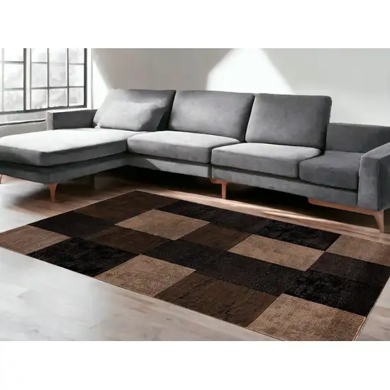 Brown Checkered Dhurrie Area Rug Photo 1