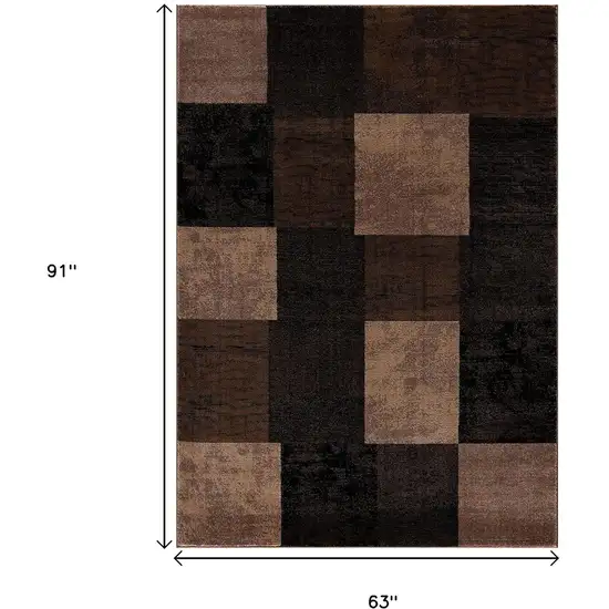 Black And Brown Geometric Distressed Area Rug Photo 3