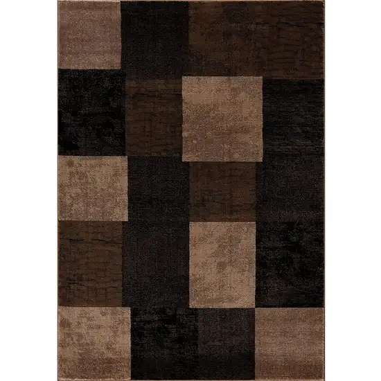 Black And Brown Geometric Distressed Area Rug Photo 2