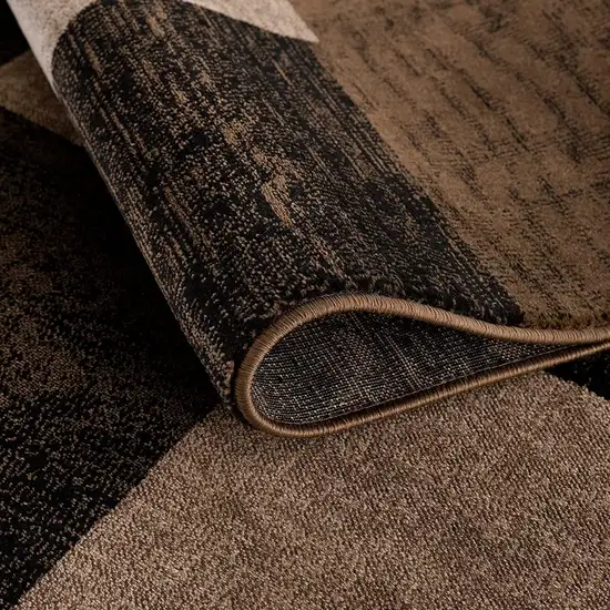 Black And Brown Geometric Distressed Area Rug Photo 4
