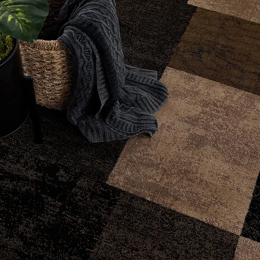 Black And Brown Geometric Distressed Area Rug Photo 7