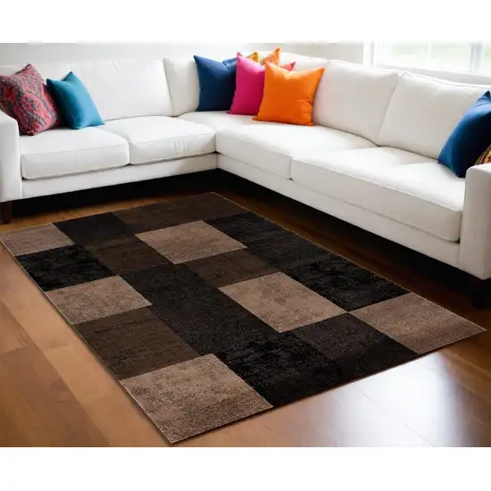 Brown Checkered Dhurrie Area Rug Photo 1