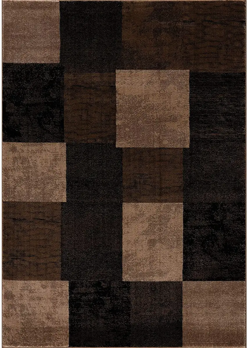 Black And Brown Geometric Distressed Area Rug Photo 2