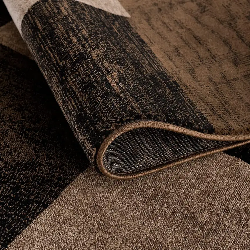 Black And Brown Geometric Distressed Area Rug Photo 4