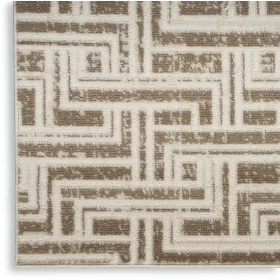 Ivory And Brown Geometric Area Rug Photo 4