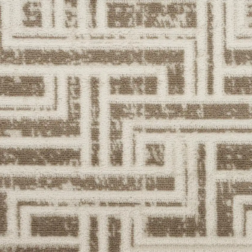 Ivory And Brown Geometric Area Rug Photo 1