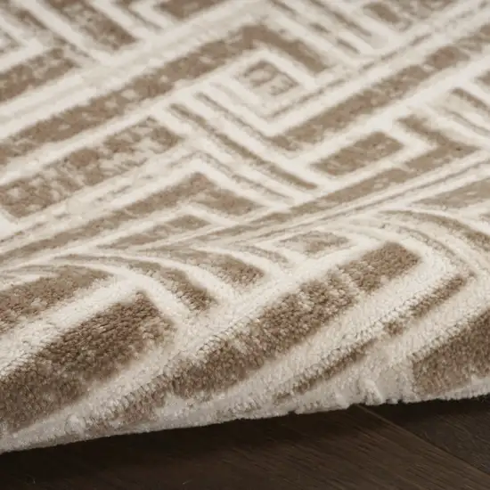 Ivory And Brown Geometric Area Rug Photo 8