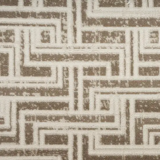 Ivory And Brown Geometric Area Rug Photo 3