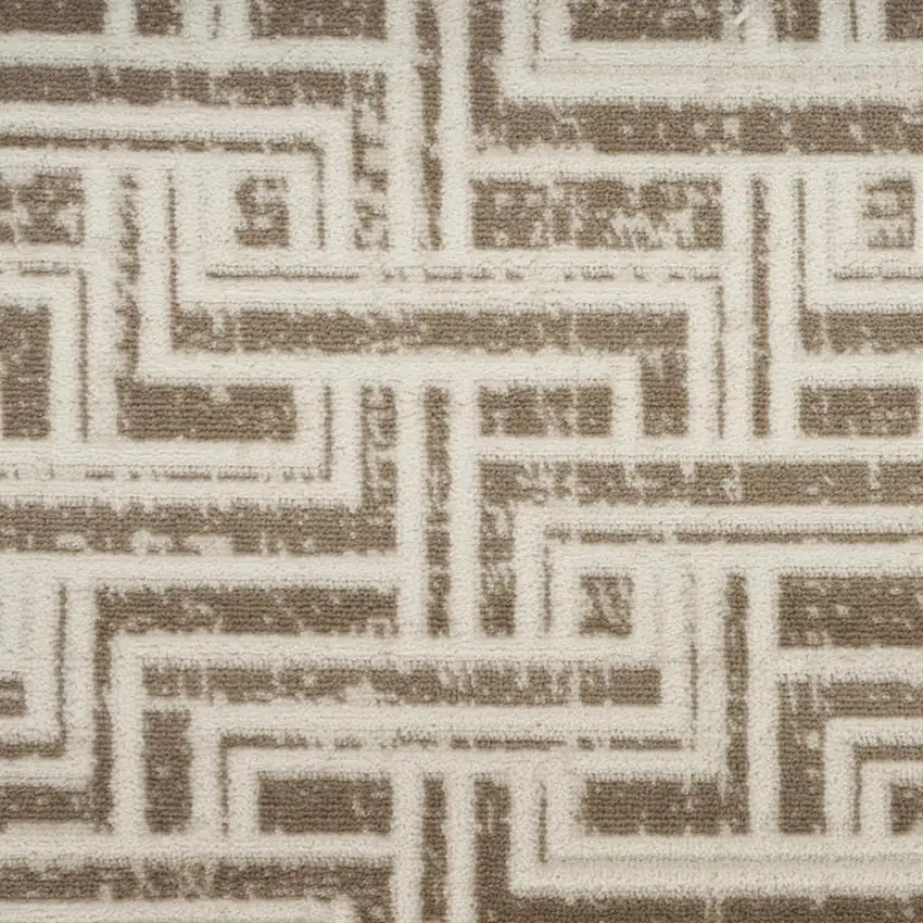 Ivory And Brown Geometric Area Rug Photo 3