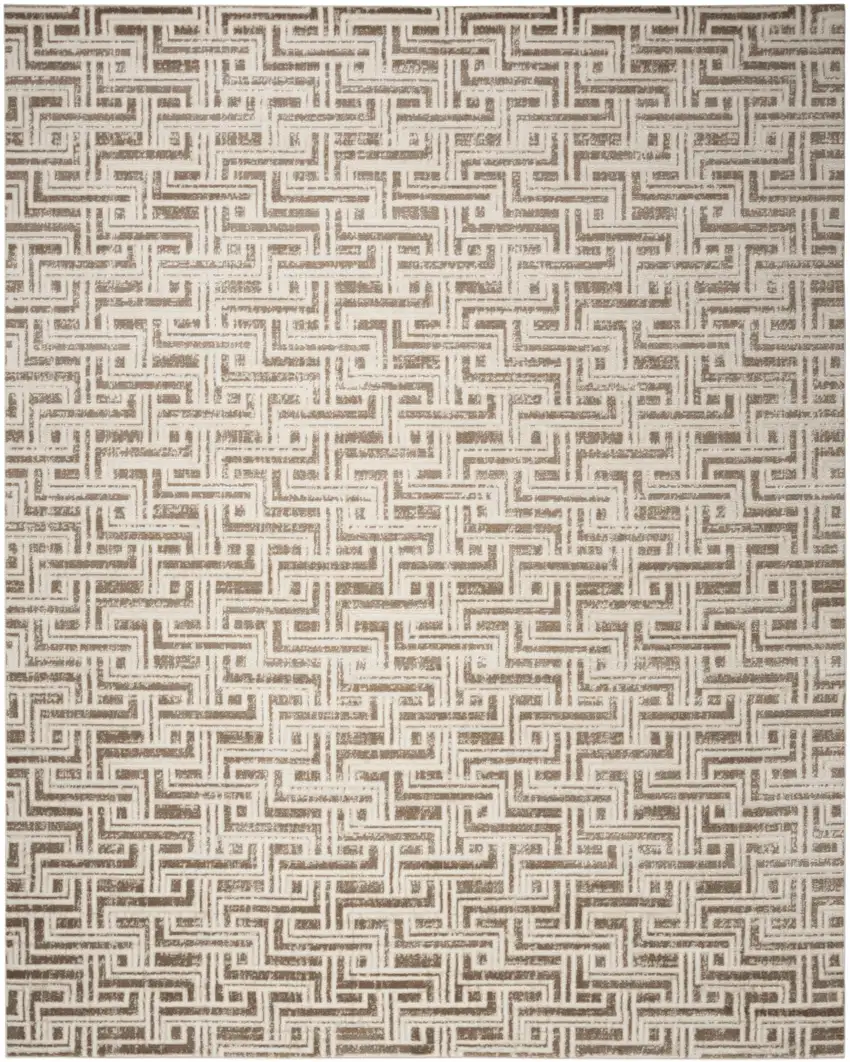 Brown Geometric Distressed Area Rug Photo 5