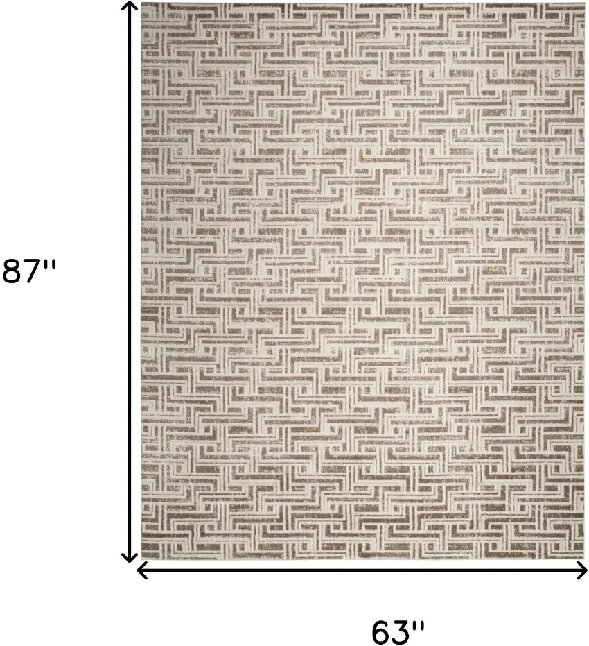Brown Geometric Distressed Area Rug Photo 9