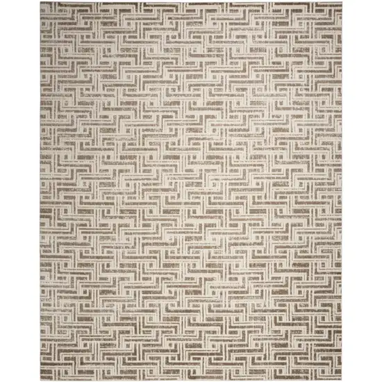Brown Geometric Distressed Area Rug Photo 1