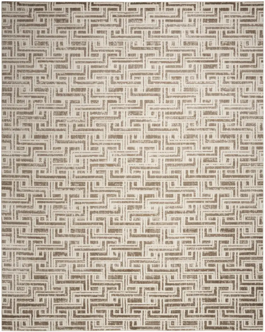 Brown Geometric Distressed Area Rug Photo 1