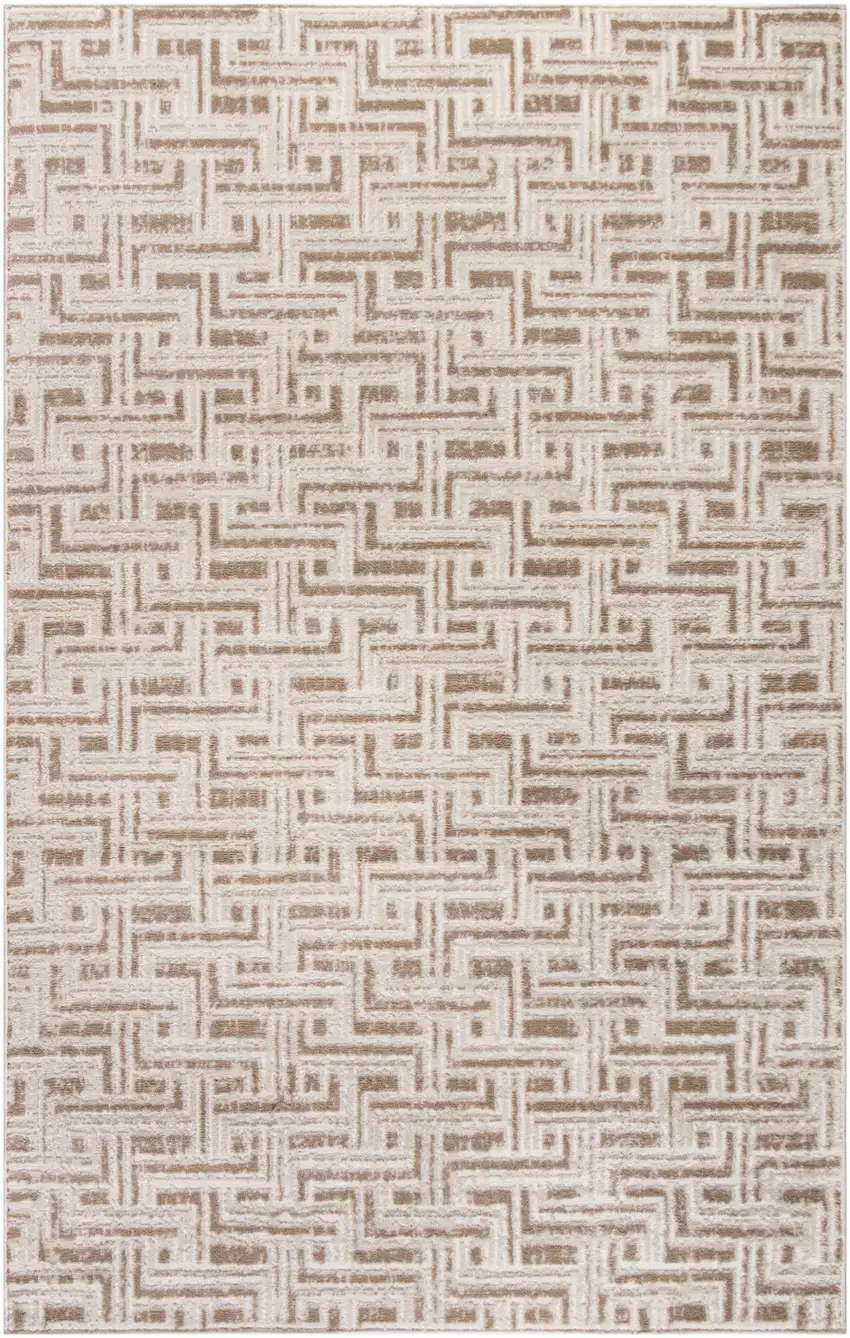 Brown Geometric Distressed Area Rug Photo 1