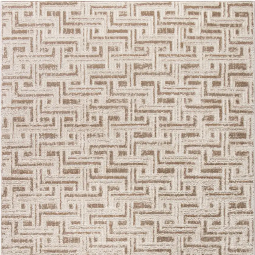 Brown Geometric Distressed Area Rug Photo 6