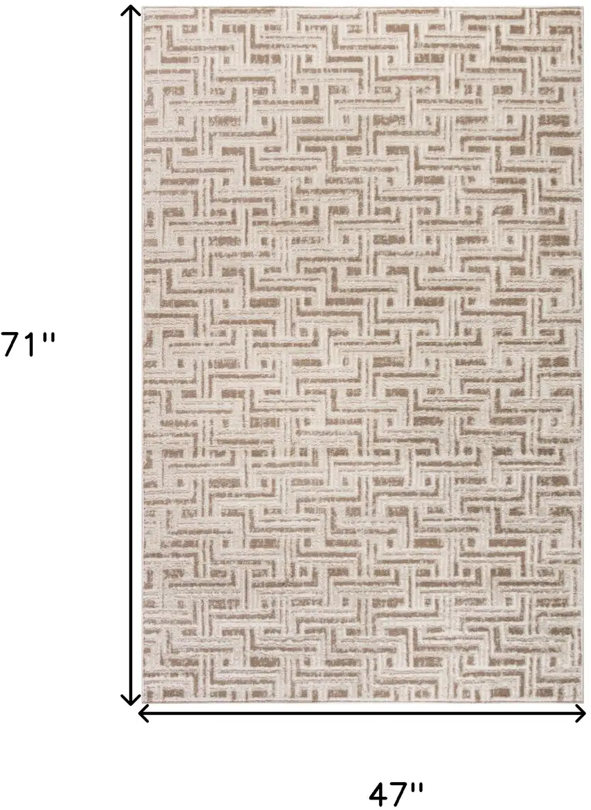 Brown Geometric Distressed Area Rug Photo 9
