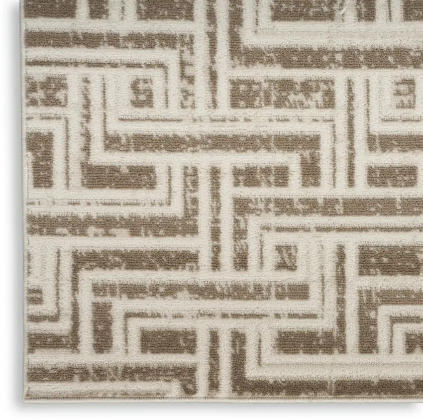 Brown Geometric Distressed Area Rug Photo 6
