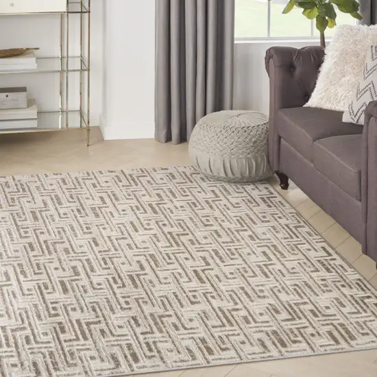 Brown Geometric Distressed Area Rug Photo 3