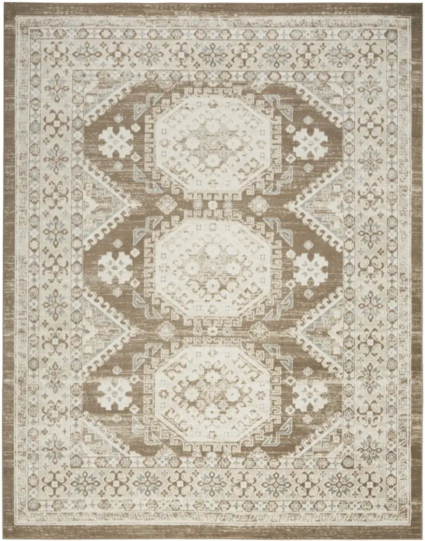 Brown Geometric Distressed Area Rug Photo 1
