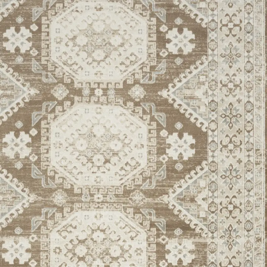 Brown Geometric Distressed Area Rug Photo 6