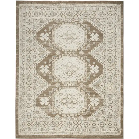 Brown Geometric Distressed Area Rug Photo 4