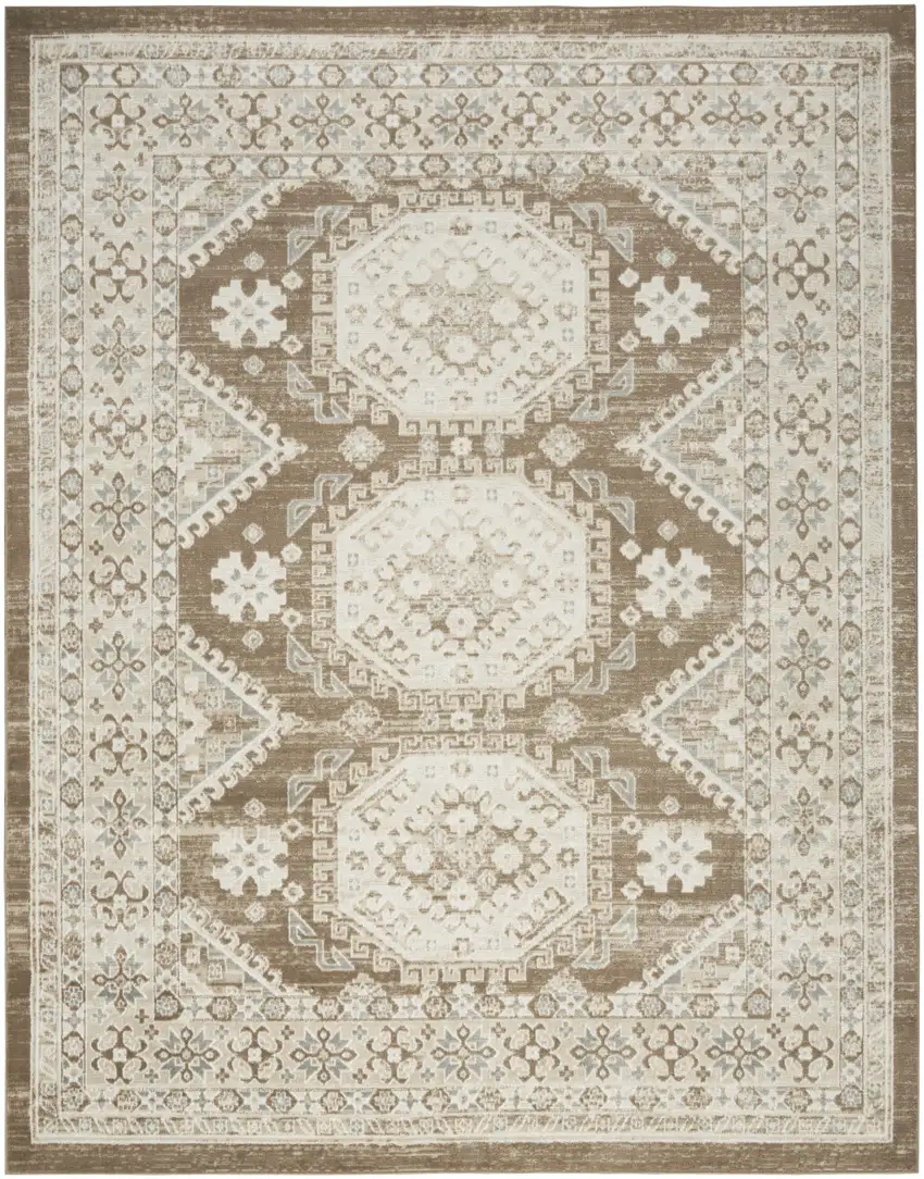 Brown Geometric Distressed Area Rug Photo 7