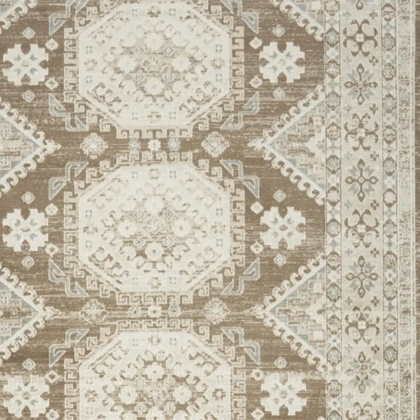 Brown Geometric Distressed Area Rug Photo 3