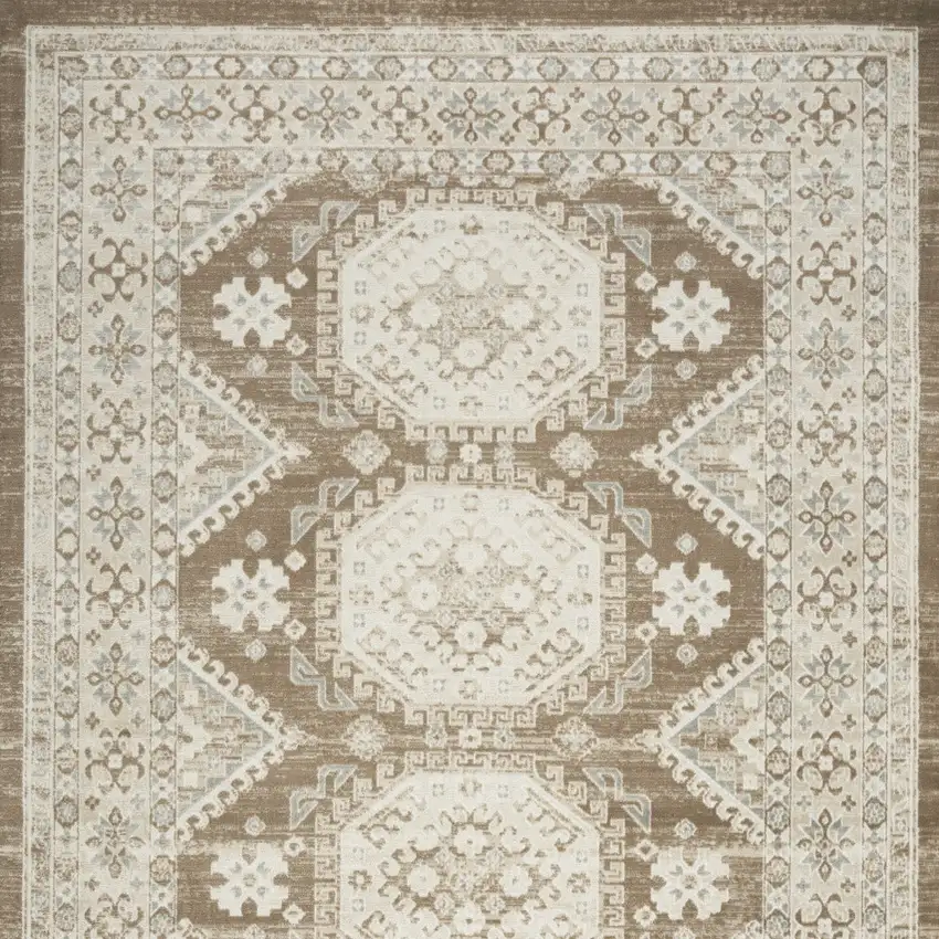 Brown Geometric Distressed Area Rug Photo 6