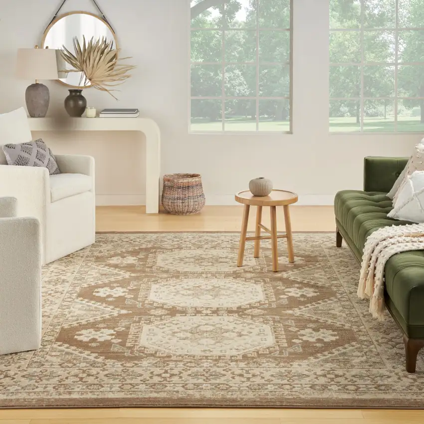 Brown Geometric Distressed Area Rug Photo 4