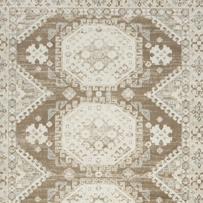 Brown Geometric Distressed Area Rug Photo 6
