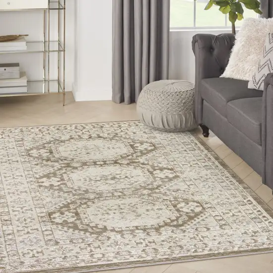Brown Geometric Distressed Area Rug Photo 3