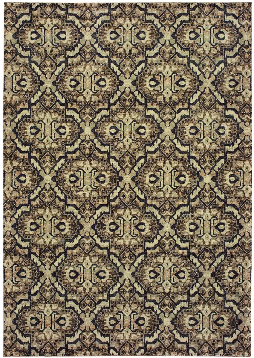 Brown Geometric Distressed Area Rug Photo 7
