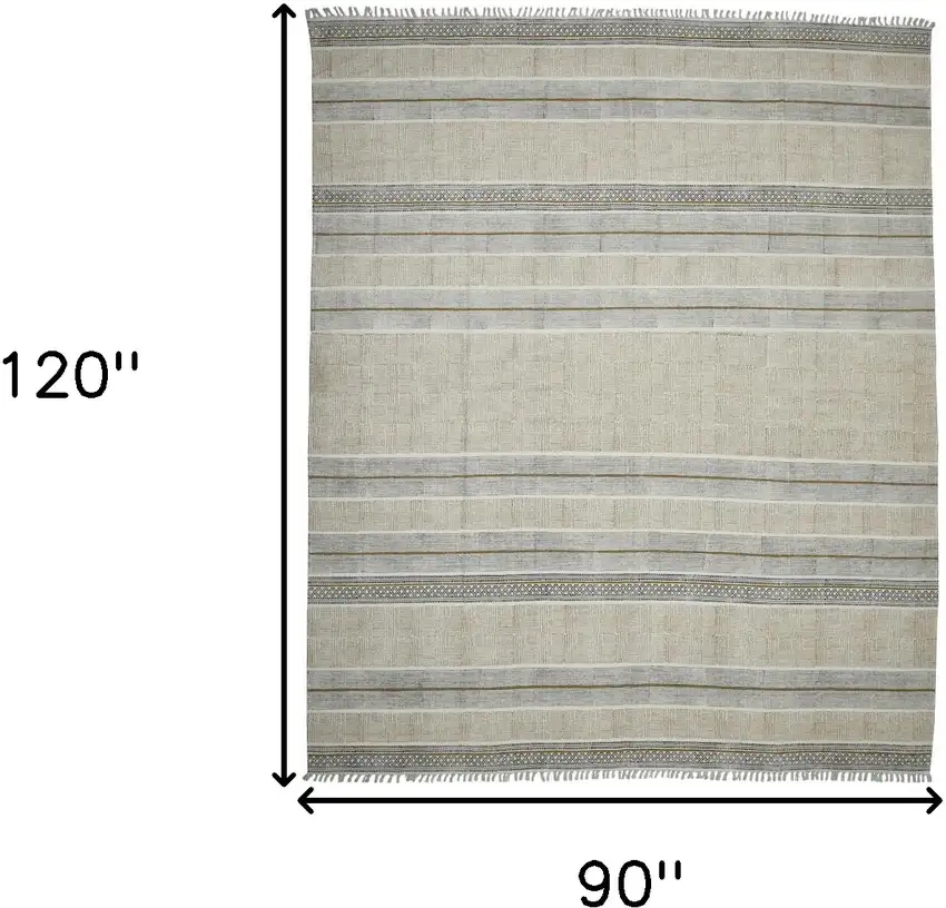 Brown Geometric Flatweave Handmade Distressed Area Rug With Fringe Photo 7
