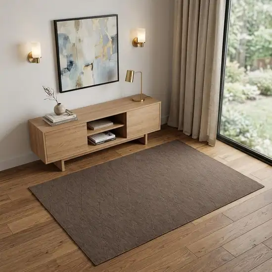 Brown Geometric Power Loom Non Skid Area Rug Photo 1