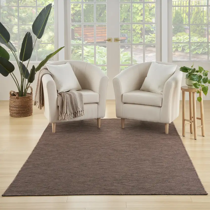 Brown Geometric Power Loom Non Skid Area Rug Photo 4