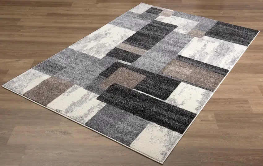 Brown Geometric Power Loom Runner Rug Photo 8