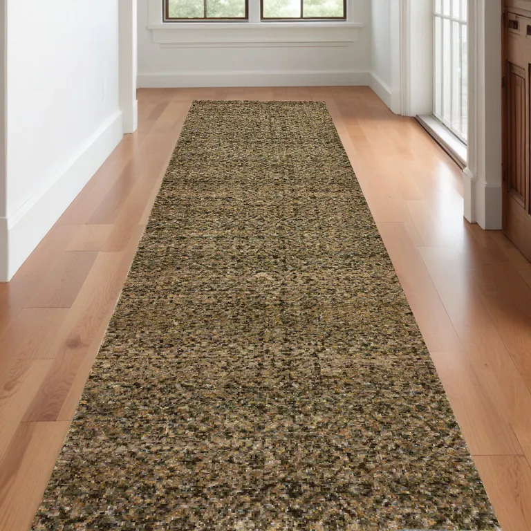 Brown Geometric Power Loom Runner Rug Photo 5